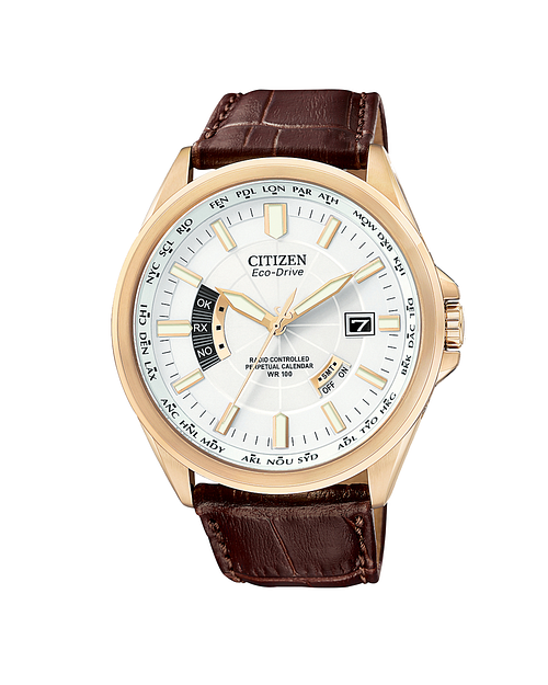 World Perpetual A-T White Dial Leather Strap CB0013-04A | CITIZEN